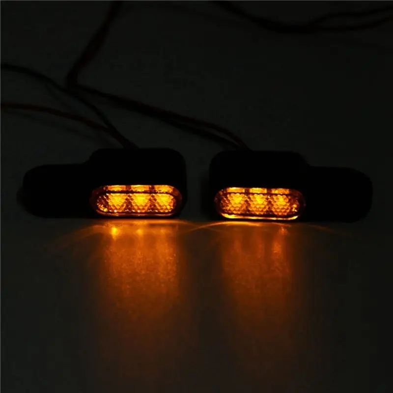 Фото AASS-4PCS 12V Мотоциклетные светодиодные указатели поворота, сигнальная лампа на руль, янтарный сигнал, крепление на рычаг тормоза/сцепления, черный цвет. №5