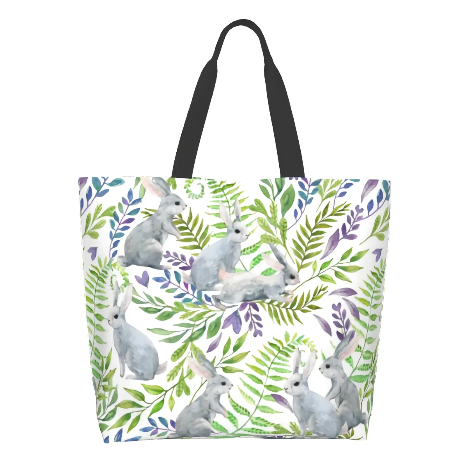 

Easter Rabbits Canvas Tote Bag for Women Weekend Kitchen Reusable Grocery Bags Bulk Large Casual Shopping Shoulder Handbag