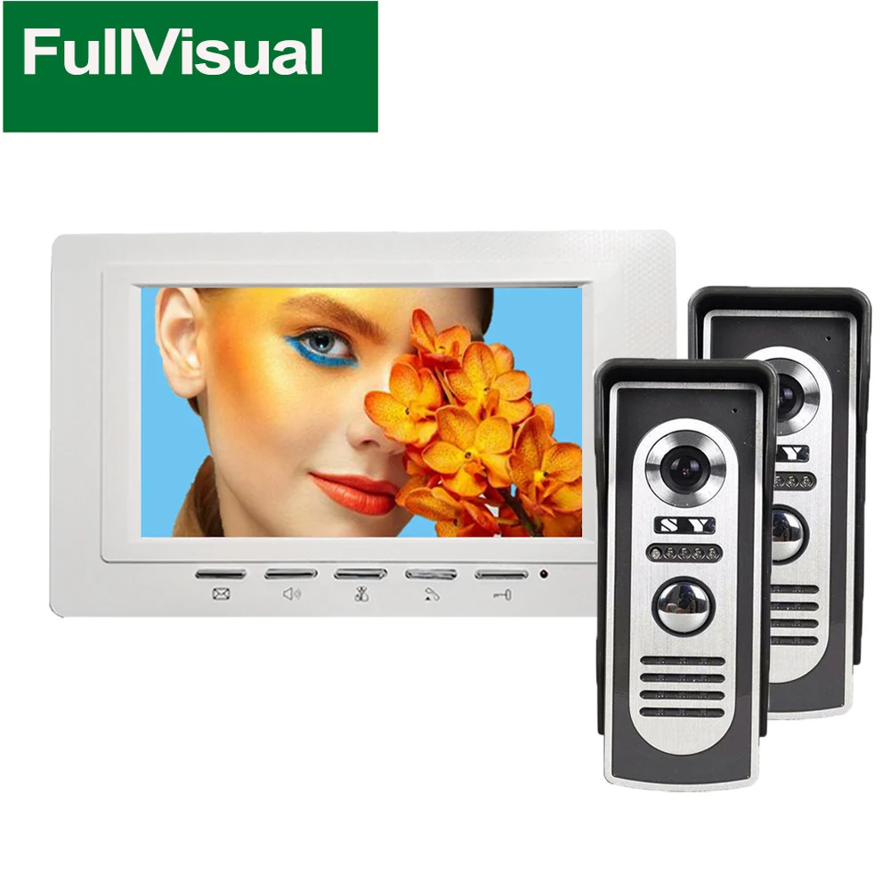 Fullvisual Video Door Intercom Entry System Kit Door Panel Doorbell Camera HD 7 inch 1200TVL For Apartment Villa IR Night Vision
