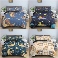 23pcs night bear pattern bedding set for kids bedroom duvet cover sweet dreams bedclothes pillowcase king twin baby size