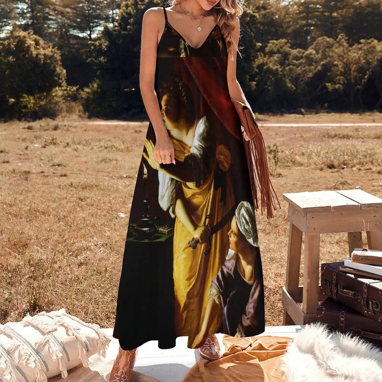 Джудит и служанка от Artemisia Gentileschi Платье без рукавов женское вечернее платье