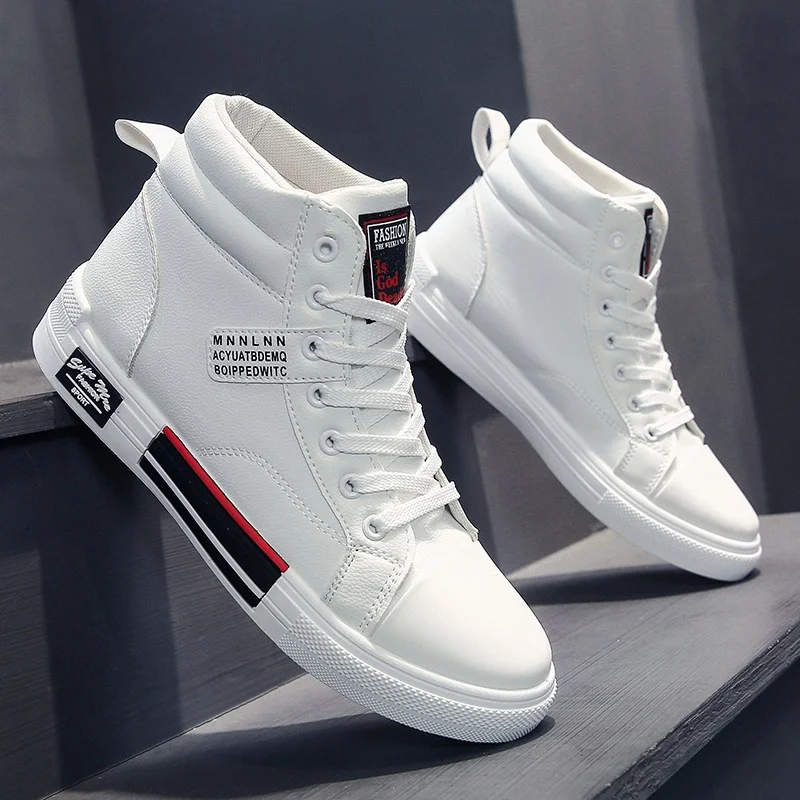 

High Top Shoes Men Fashion Breathable Casual Shoes Daily White Shoes Classic Wear Resitant Gym Shoes Men Hip Hop Sneakers 2023