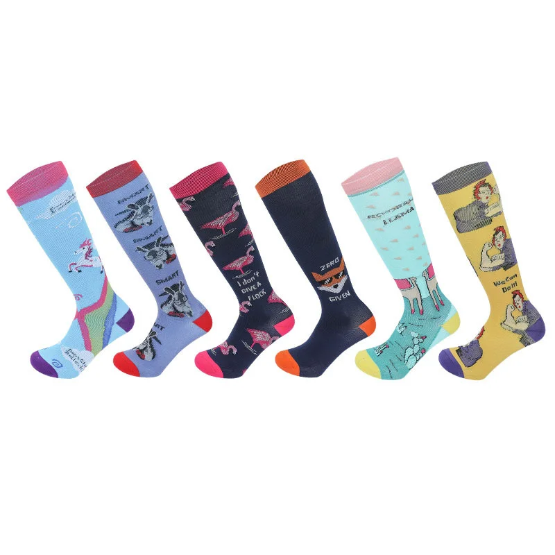 

Peonfly Cute Cartoon Print Compression Stockings High Quality Unisex Sports Running Knee Socks Women Men Relieve Muscle Fatigue