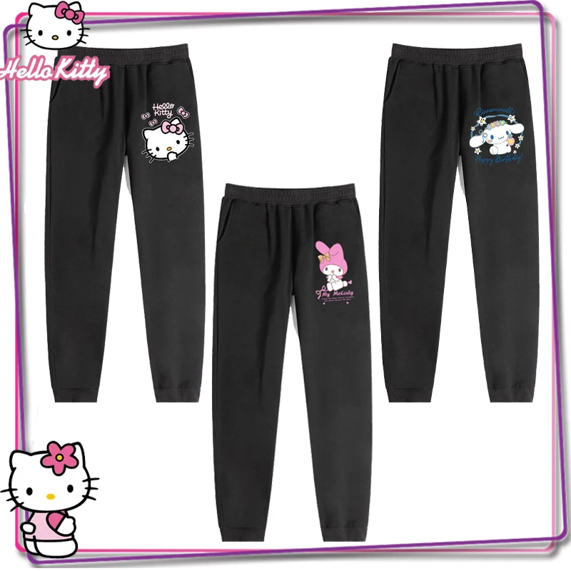 

Sanrio Hello Kitty Melody Cinnamoroll Printed Pants Y2K Cartoon Student Sports Pants Large Loose Soft Women's Sports Pants Gift