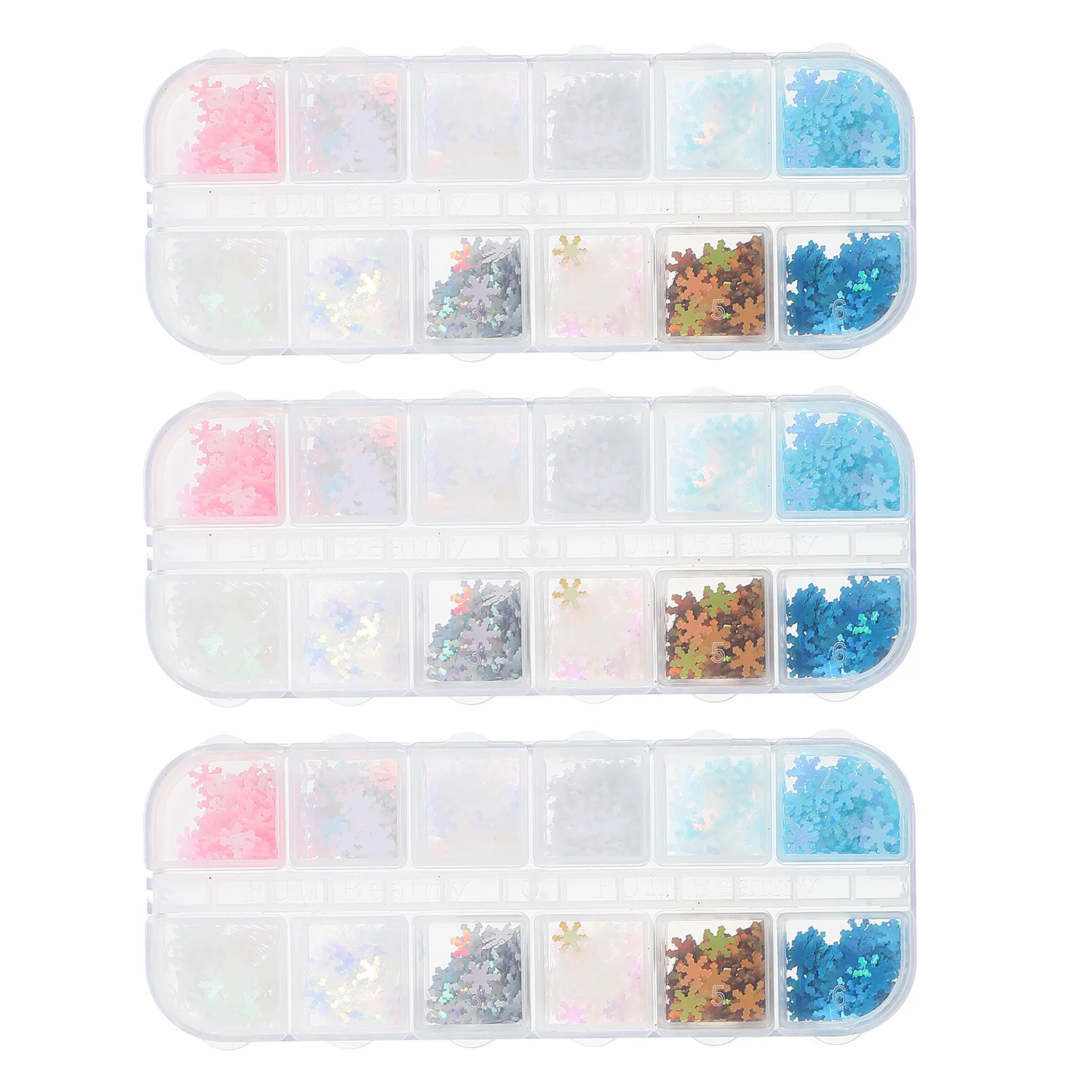 

3 Boxes Christmas Nail Snowflake Sequins Glitter Decals Flakes