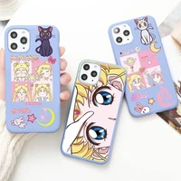 cute cartoon sailor moon phone case for iphone 13 12 mini 11 pro max x xr xs 8 7 6s plus candy purple silicone cover