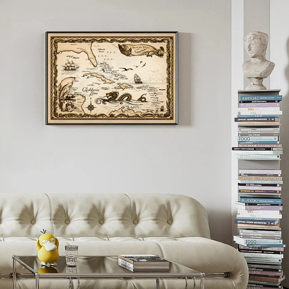 Винтажная карта Карибского моря