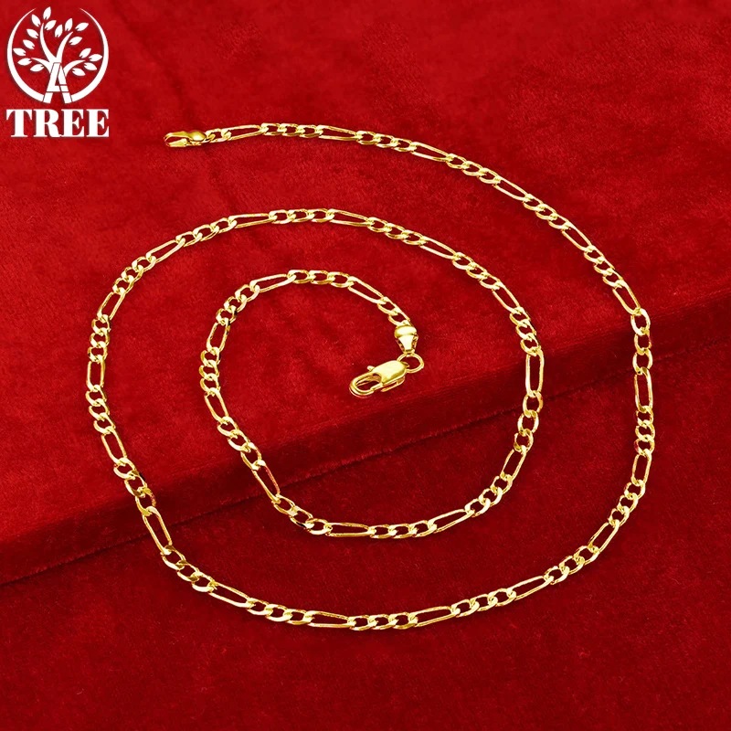 ALITREE 24K желтое золото 4 мм плетеная цепочка Ожерелье для женщин и мужчин