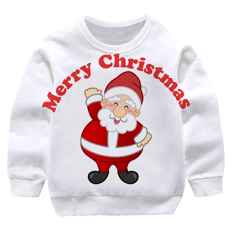 

Рождественская Толстовка с мультяшным принтом Санта-Клауса, детская одежда, модная детская толстовка с круглым вырезом, верхняя одежда в ст...