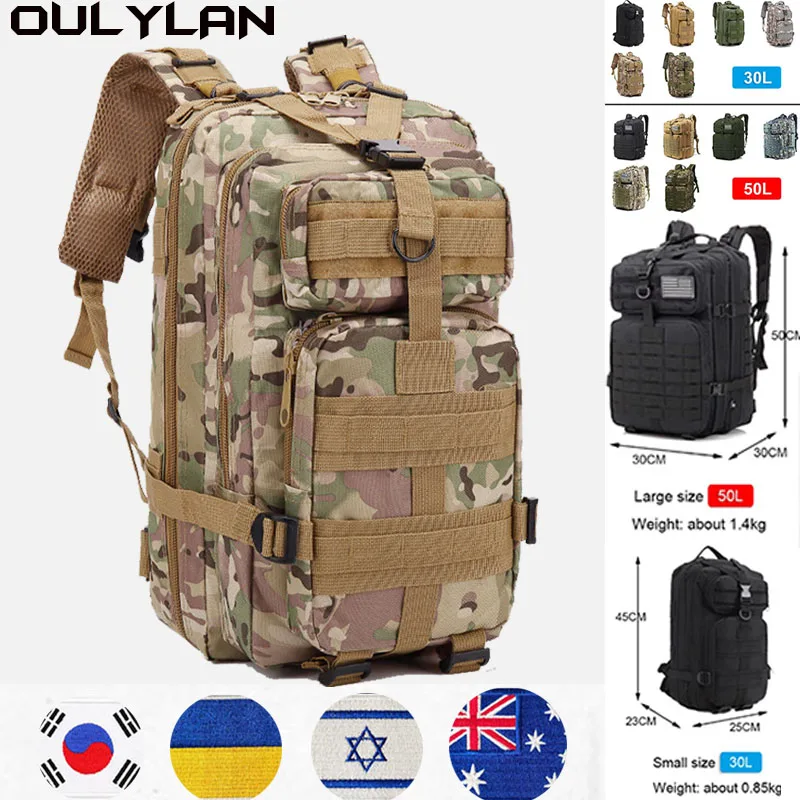 

Мужской военный рюкзак Oulylan, тактический уличный Водонепроницаемый ранец большой вместимости 30 л/50 л, с мягкой спинкой, для походов и охоты