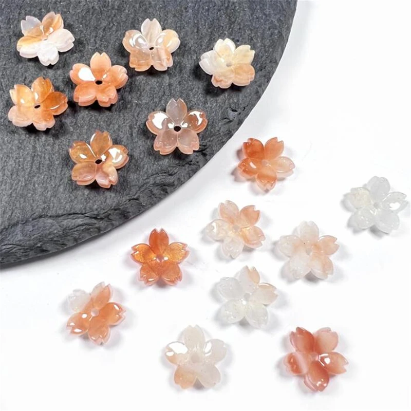 10MM Retro Acetic Acid Sakura Flower Beads Imitate Shell Torus Spacer Beads Connectors Diy Hairpin Jewelry Making Acessories
