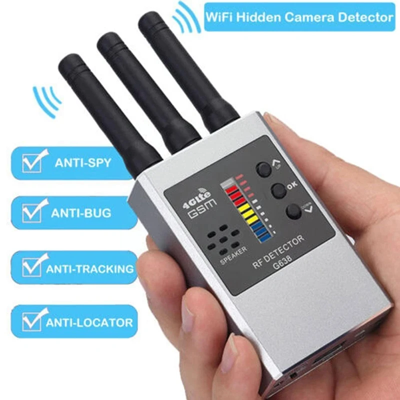 

Portable RF Bug Detector Wifi Hidden Camera Finder Anti-Spy Listen Sweeper cell phone bugs wireless listening device GPS tracker