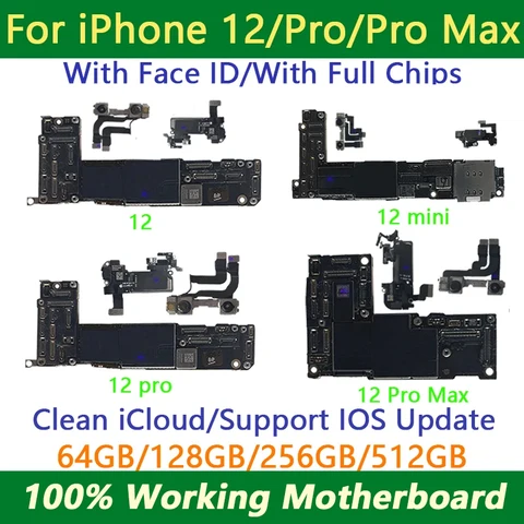 Протестировано для материнской платы iphone 12 pro max Чистая поддержка iCloud Обновление iOS для iPhone 12/12 pro Материнская плата placa Face ID Логическая плата