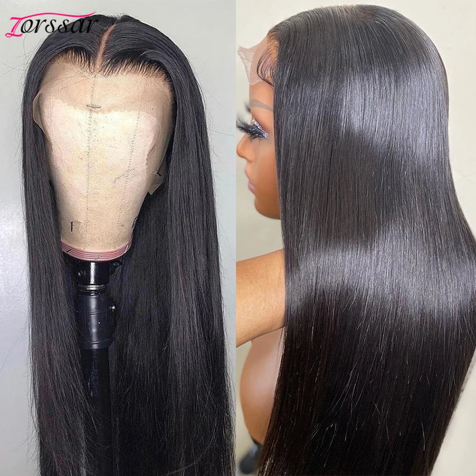 

100% Human Hair 13x4 13x6 Lace Frontal Wigs for Women Pre Plucked Peruvian Straight Remy Hair 180 Density HD Lace Front Wigs