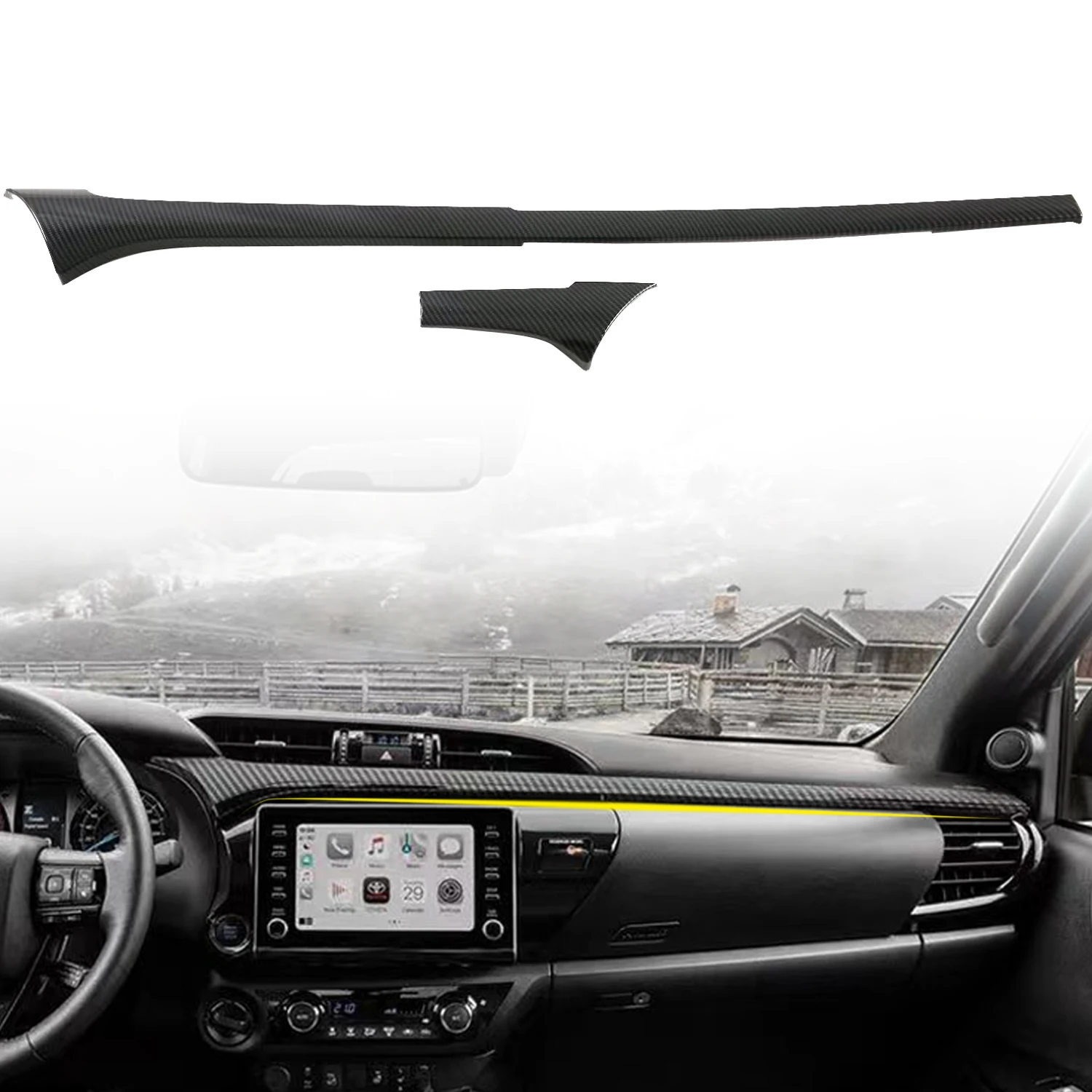 

ЛГД! правый! Для Toyota Hilux Revo 2016-2025 ABS углеродное волокно, центральная консоль, накладка на приборную панель, автомобильные аксессуары