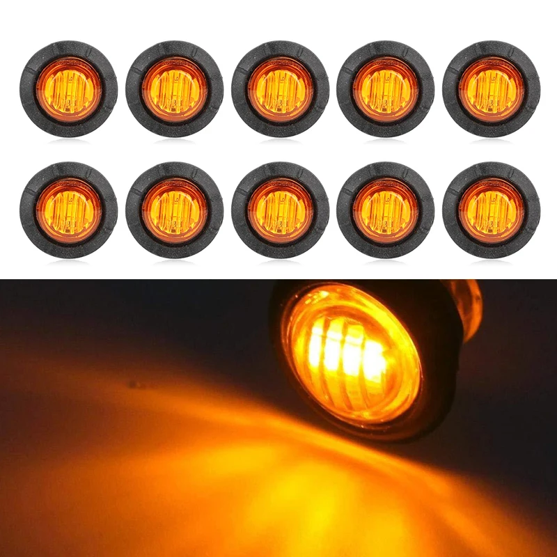 

10ШТ LED 12V 24V Auto DRL Белый Красный Желтый Боковой габаритный индикатор вагонов Фонарь прицепа Задний боковой фонарь Аксессуары для грузовиков