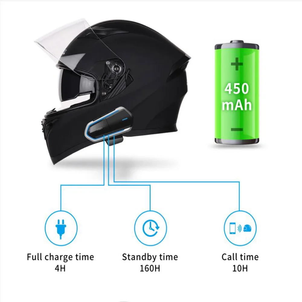 Motorcycle Helmet Headset Bluetooth 5.0 Waterproof FM Radio Call Kit Stereo Music Player Speaker Automatic Answering New - купить по
