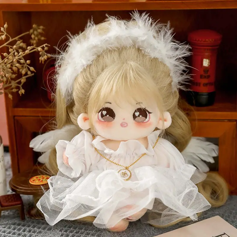 

Kawaii Lolita KeKe Angel Brown Hair Plush Doll Cute Stuffed Dolls with 5Pcs Set Clothes Plushies Toy Anime Soft Kids Babys Girls
