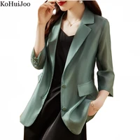 kohuijoo ladies official blazers 2022 new spring summer korean thin tencel suit coat female jackets office lady three quarter