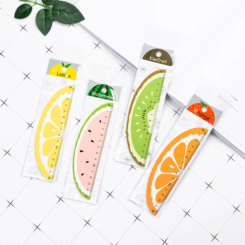24 Pcs Wholesale Creative Fresh Fruit Shape Wooden Ruler 15cm Learning Drawing Stationery Ruler Prize Small Gift