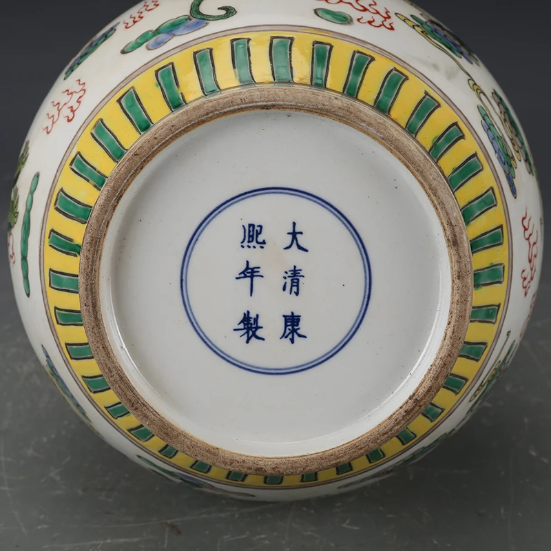 Китайская японская ваза с Львом единорогом драконом Цин Kangxi красочная роскошный