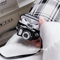 cute camera design shockproof case for airpods 3 pro e protective cover bluetooth earphone accessories with keyring