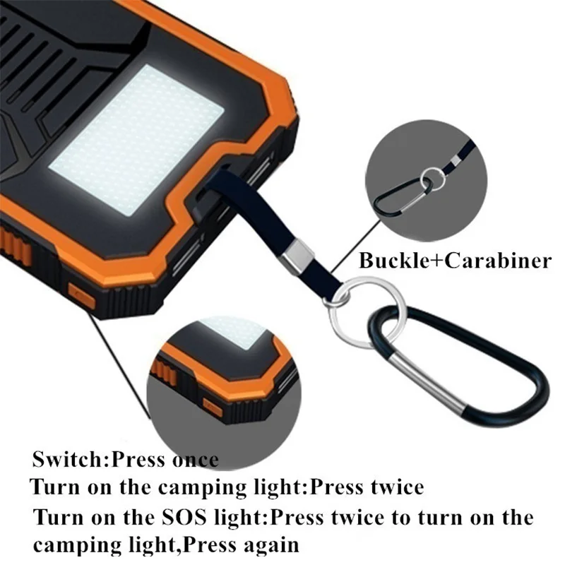 Solar Power Bank 80000mah High Capacity Portable Charger Fast Charging External Battery Charger Flashlight for iPhone Samsung