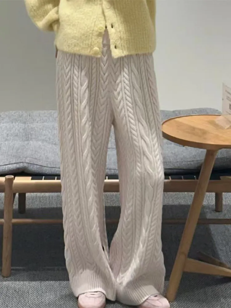 Женский витой вязаный костюм 2024 осень-зима полуводолазка пуловер или прямые