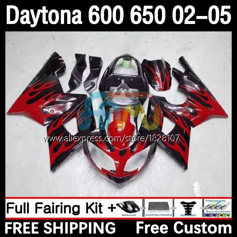 

OEM Fairing For Daytona 600 650 Daytona650 02 03 04 05 Red flames 7No.5 Daytona600 Daytona 650 2002 2003 2004 2005 Bodys Kit