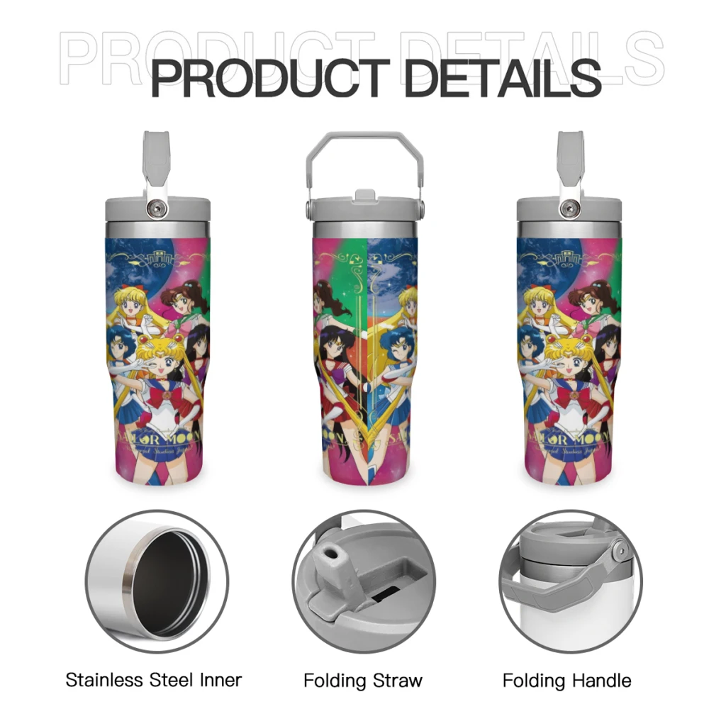 Портативная автомобильная чашка Сейлор Мун из нержавеющей стали 304 стакан для