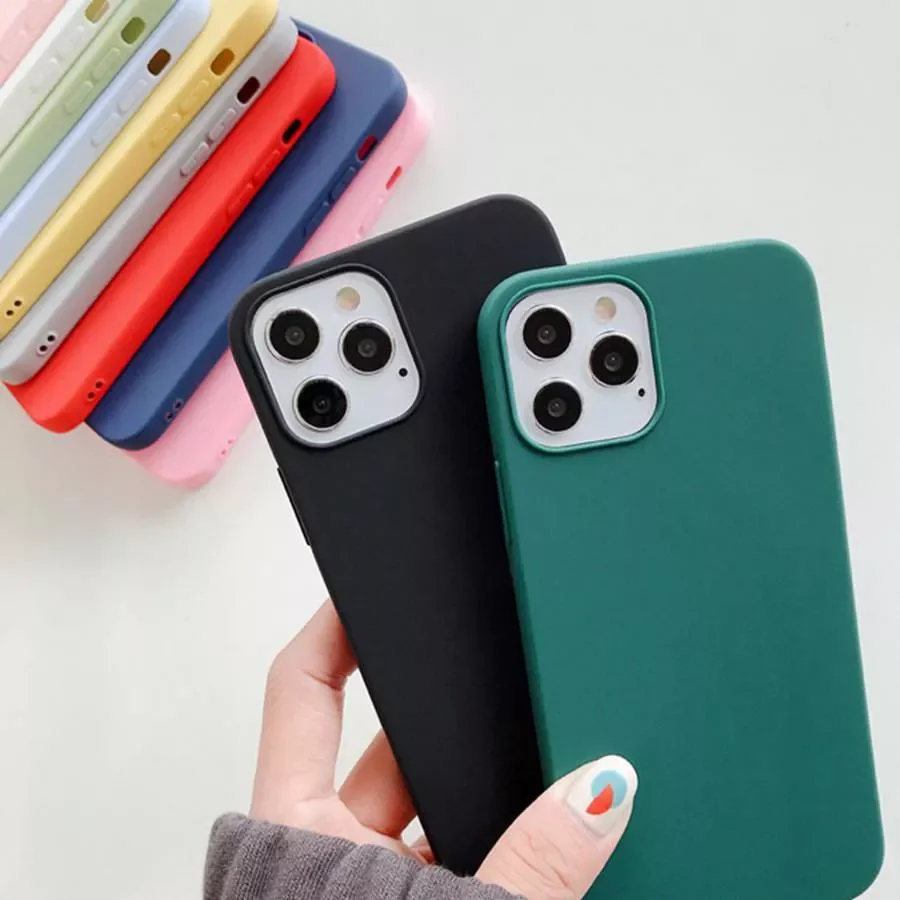 

Luxury Silicone Phone Case for iPhone 13 12 Mini 11 8 7 6 6S Plus Soft Cover candy Color Phone Cases for iPhone XS MAX XR X SE