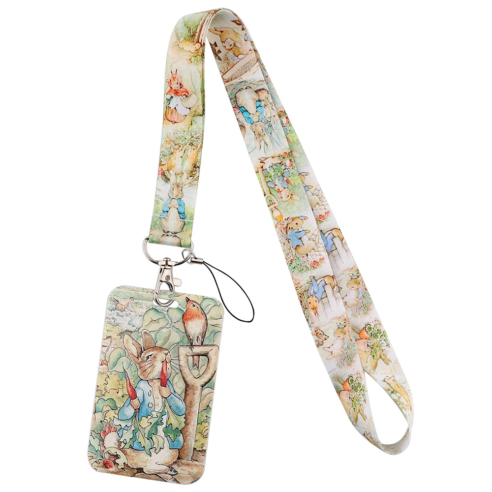 

CB1326 Cute Rabbit Lanyard For Keychain ID Card Cover Passport Cellphone USB Badge Holder Key Ring Neck Straps Accessories