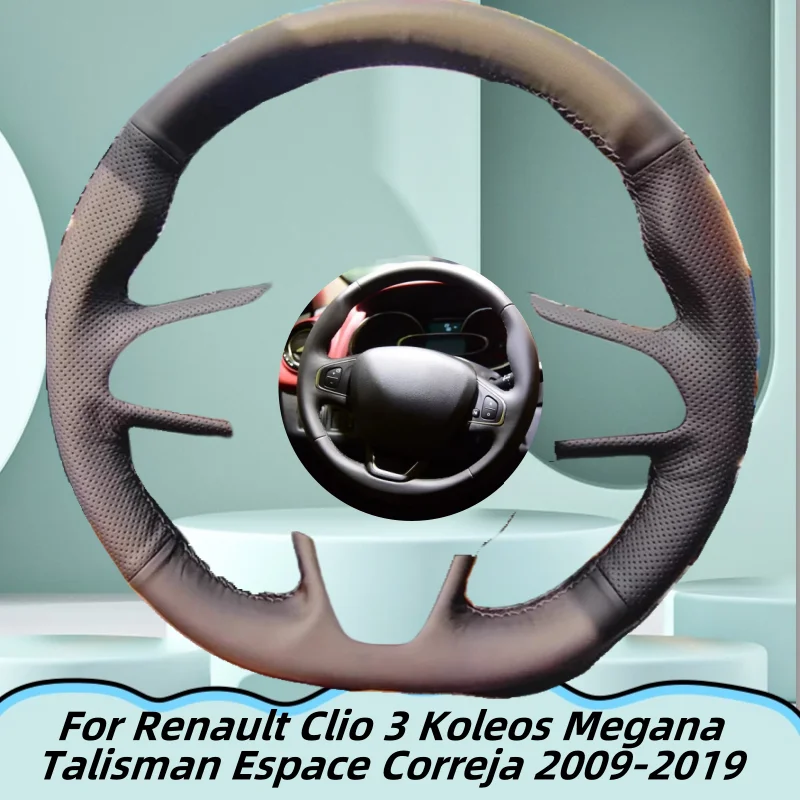 

Сшитый вручную кожаный чехол на руль автомобиля из микрофибры для Renault Clio 3 Koleos Megana Talisman Espace Correja 2009-2019