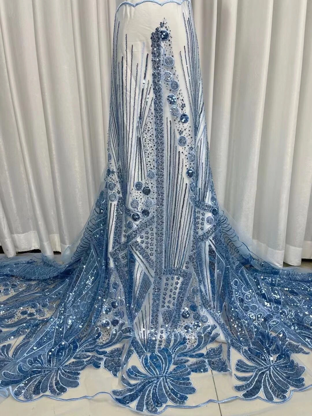 

Модная африканская кружевная ткань с 3D цветами, 5 ярдов, Высококачественная вышитая бисером Тюлевая кружевная нигерийская Свадебная Роскошная ткань jy164