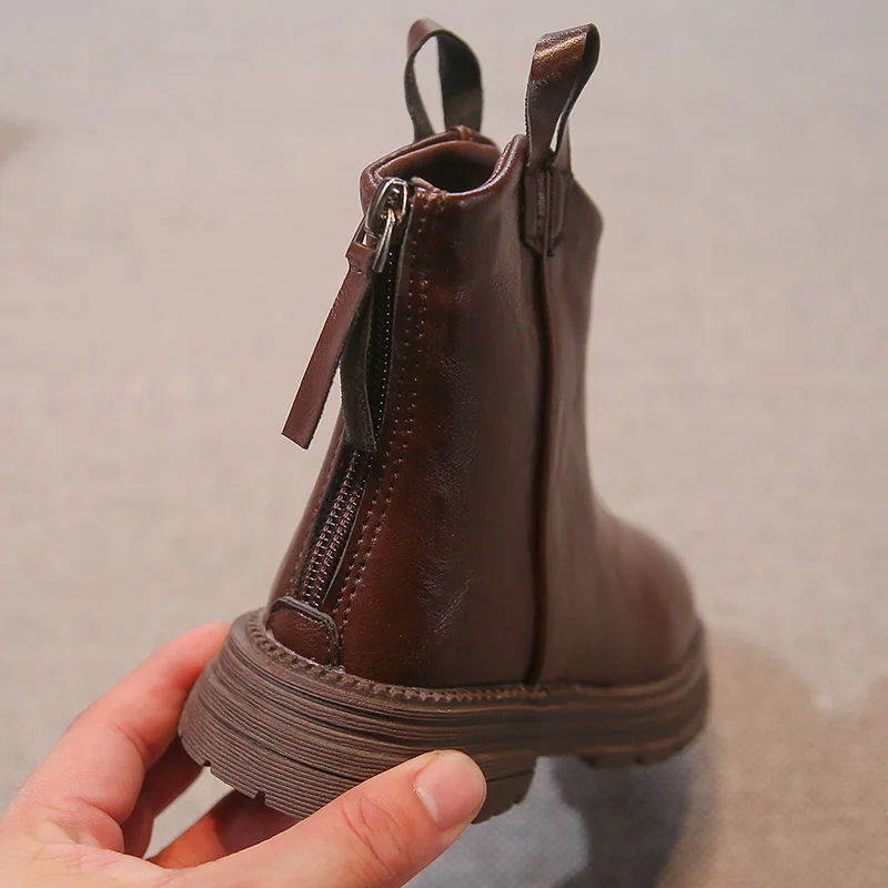 Демисезонные Модные Ботинки С Низким Вырезом Для Девочек И Боковой Молнией На