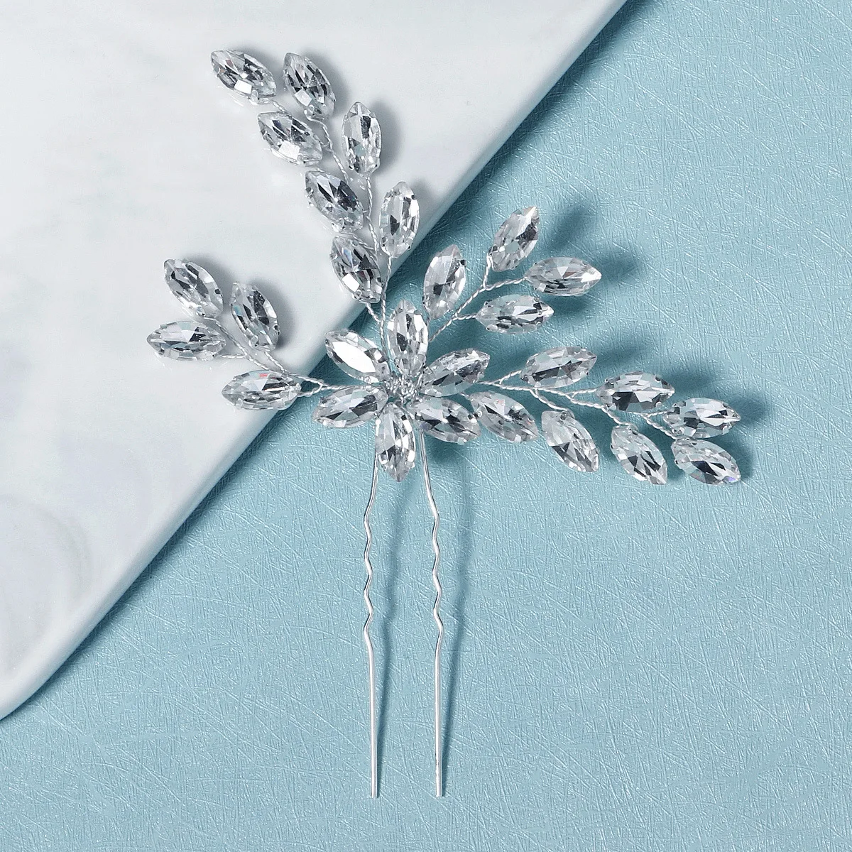 

Floralbride Alloy Silver Color Clear Crystal Rhinestones Bridal Hair Pin Wedding Hair Sticker Women Bridesmaids Hair Accessories