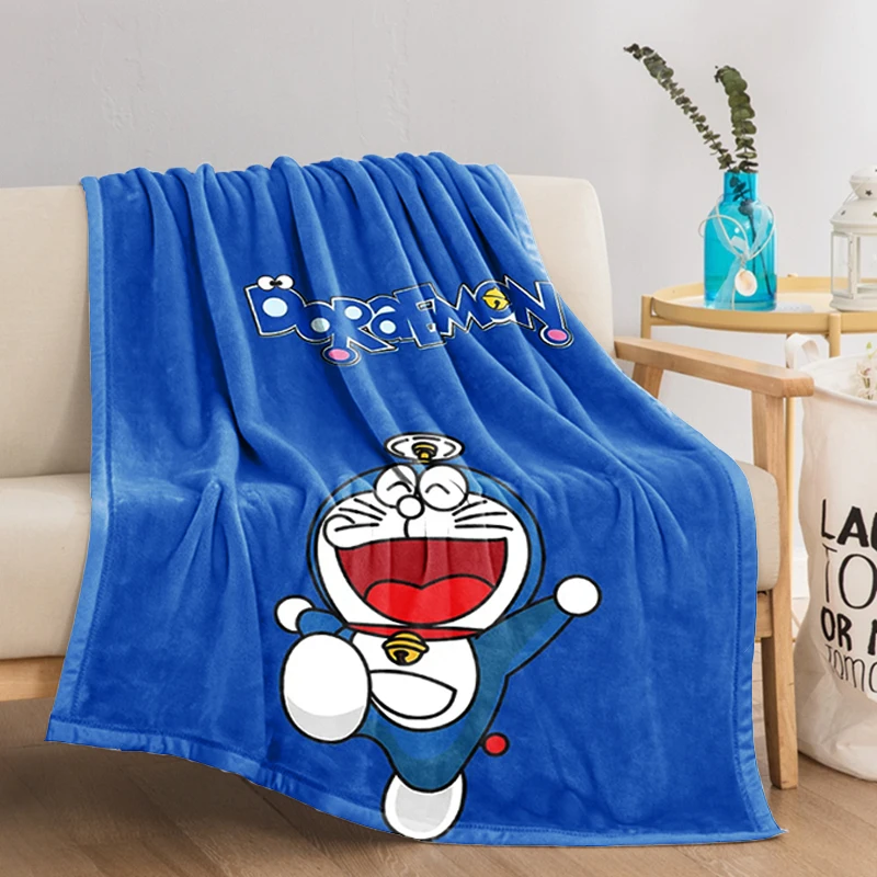 

Мультяшное Флисовое одеяло Doraemon для декоративного дивана, пушистые мягкие одеяла, украшение для спальни, покрывало на кровать, на заказ