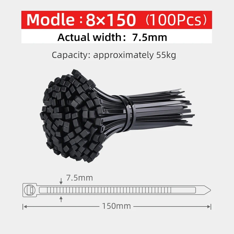 

Кабельные стяжки ZYCN 100 шт., белые/черные