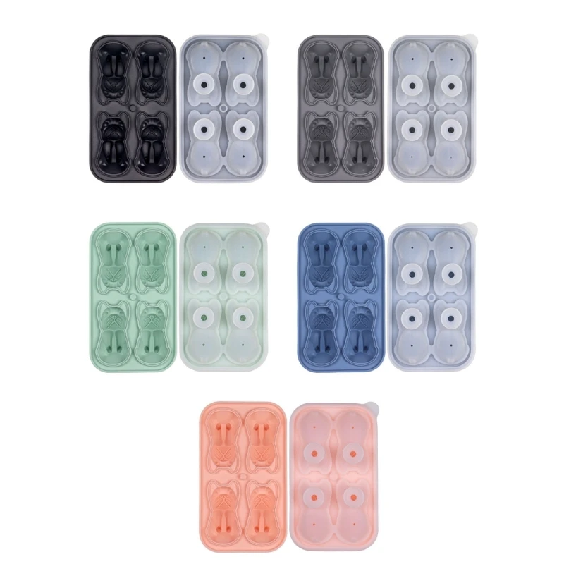

4 Cavity Bulldog Shape Ice Cube Molds Reusable Ice Cube Tray Silicone Mold Drop Shipping