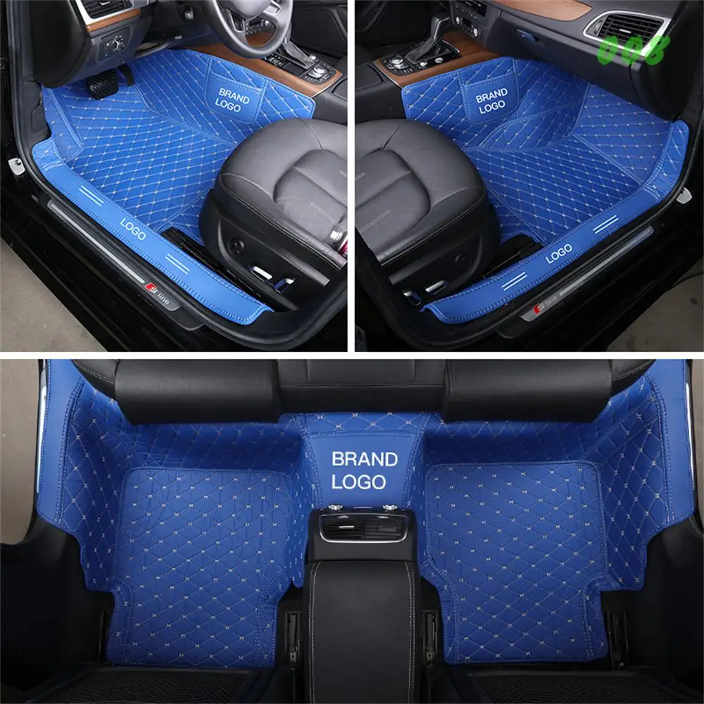 

Custom Fit Car Floor Mats accessories interior ECO Material For Specific Car Full set with Logo Single Layer Blue