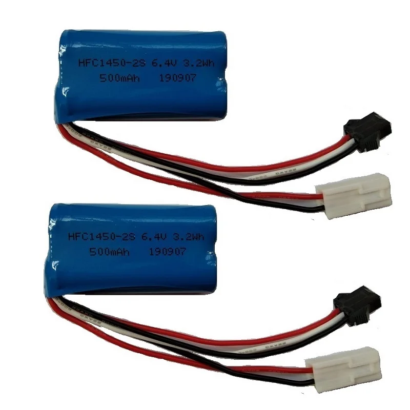 Автомобильная запасная часть для грузовика R/C, 6,4 В, 500 мАч, литий-ионная батарея 14500-2s/6,4 В, USB-зарядное устройство, штепсельная вилка, 1-3 шт.