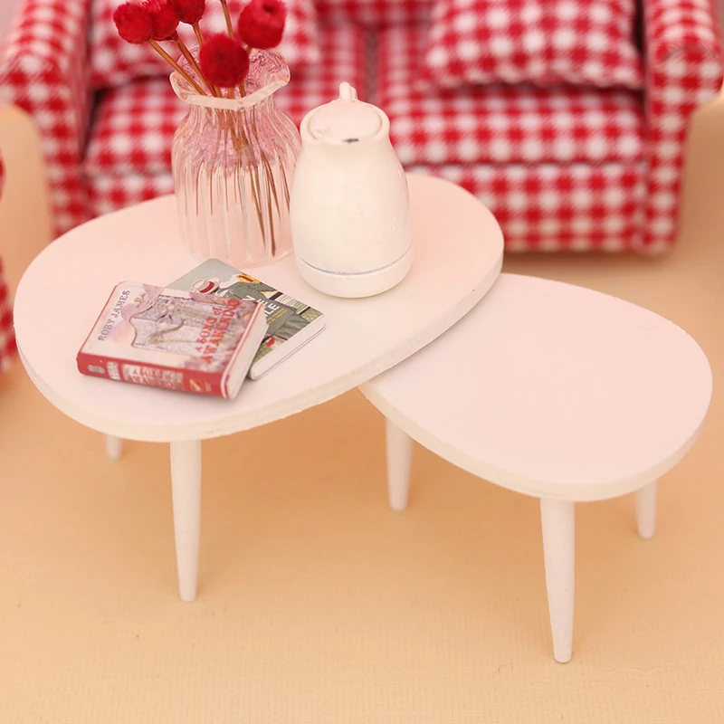 

1:12 Миниатюрный стол для кукольного домика, семейный компьютерный стол, белый чайный столик, Настольная мебель, модель, декоративная игрушка