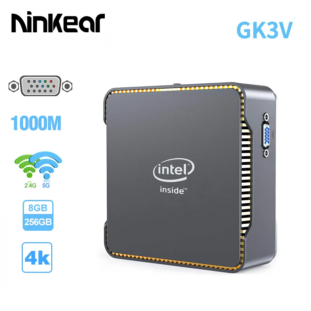 Ninkear-Mini PC GK3V Pro, Windows 10, Intel Celeron N5105, cuatro núcleos, LPDDR4, 8GB, 128GB, 256GB, puerto VGA HD, 1000M, BT4.2