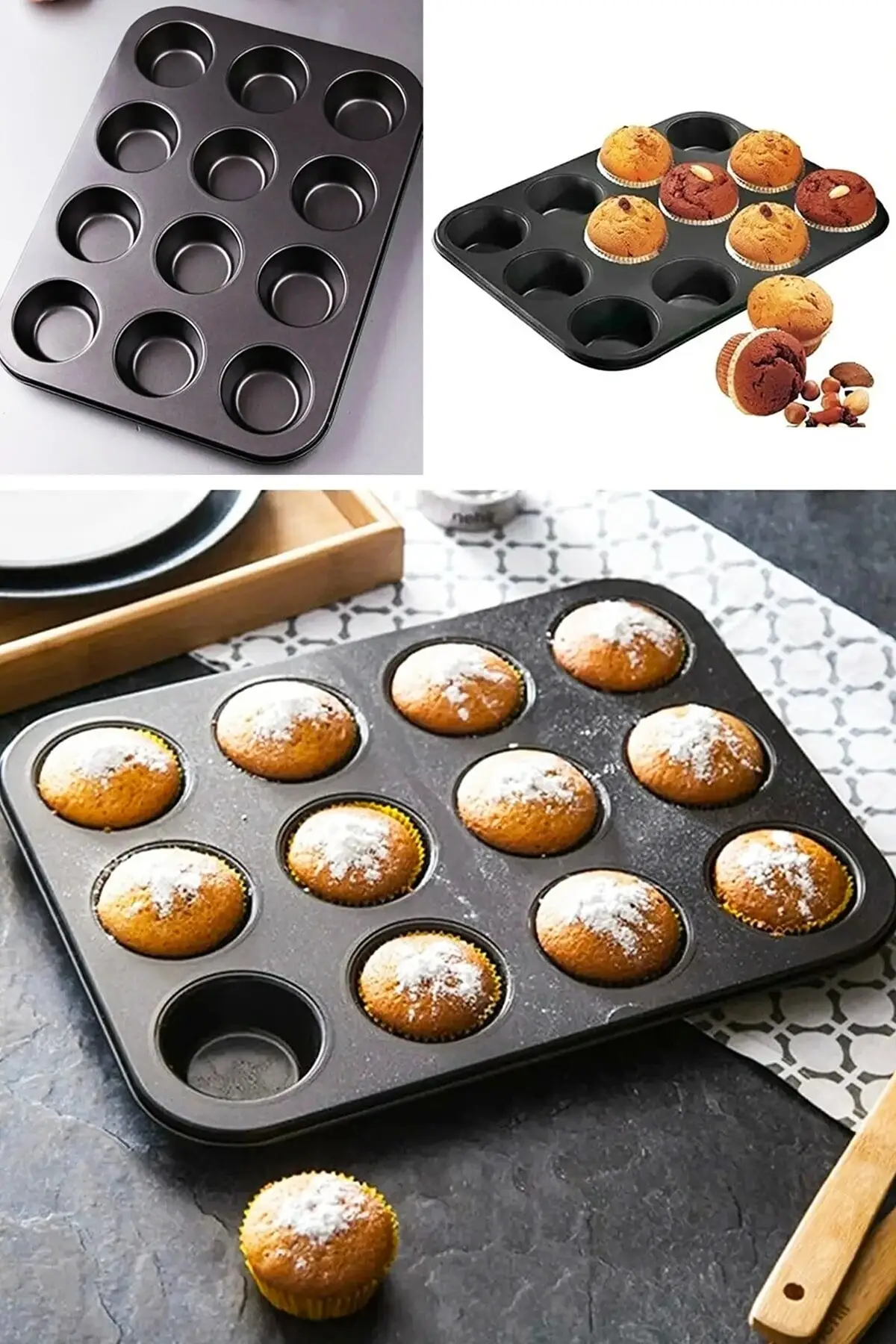 

Black 12-Piece Muffin Cake Mold