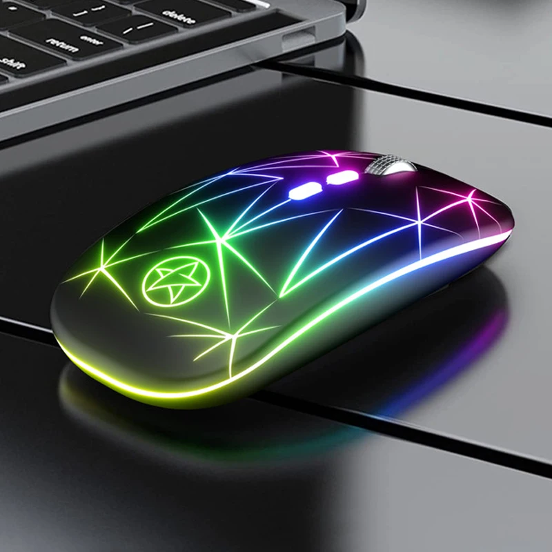 Rechargeable RGB Wireless Mouse USB 2.4Ghz Computer Mause Gamer Mouse LED Backlit Ergonomic Gaming Mice Silent For PC Laptop