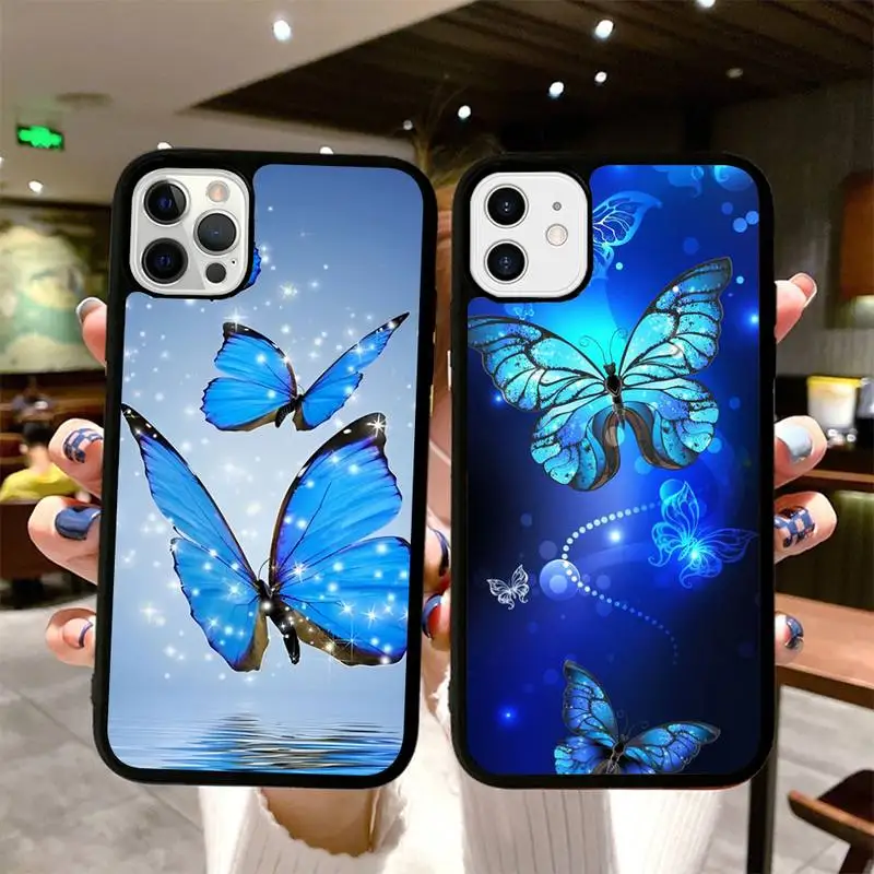

Butterfly Phone Case Silicone PC+TPU Case for iPhone 11 12 13 Pro Max 8 7 6 Plus X SE XR Hard Fundas
