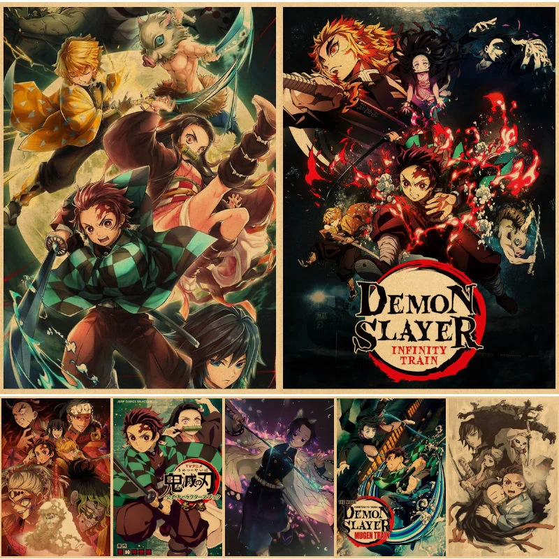 

Настенная картина «клинок из демонов» киметсу № Yaiba, Настенная картина, фотообои, украшение для спальни, домашний аниме плакат, винтажная бу...