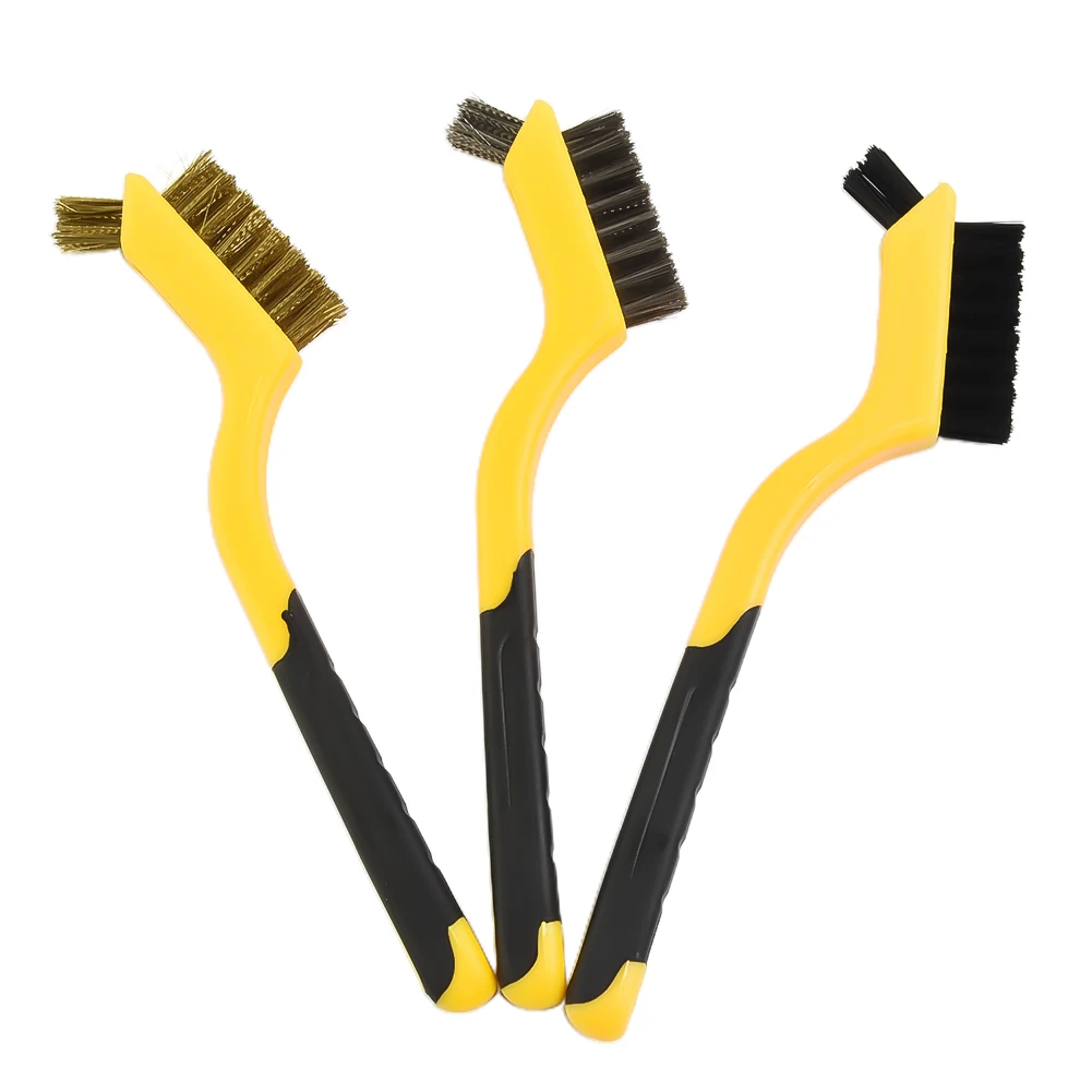 

3pcs Stainless Steel Brass Nylon Brushes Set Cleaning Brushes For Removes Rust Scale Paint Slag Cleaning Polishing Rust Brush