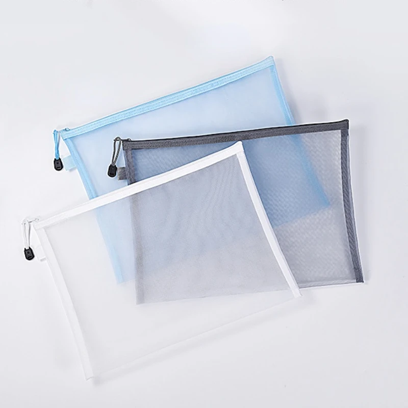 

Solid Color Clear Nylon Mesh A5 Document Bag File Folder Book Pencil Pen Case Zipper Bag Office School Sudents Supplies A5 Bags