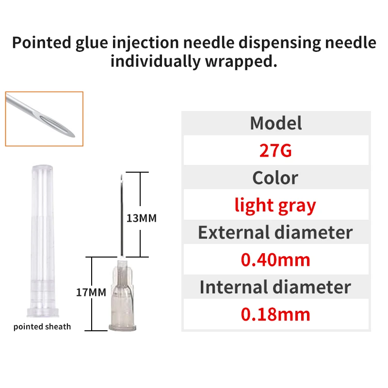 

50 шт., остроконечная инъекционная игла, дозирующая игла с прозрачной крышкой, инструмент для клея, аксессуары для шприцев в индивидуальной упаковке